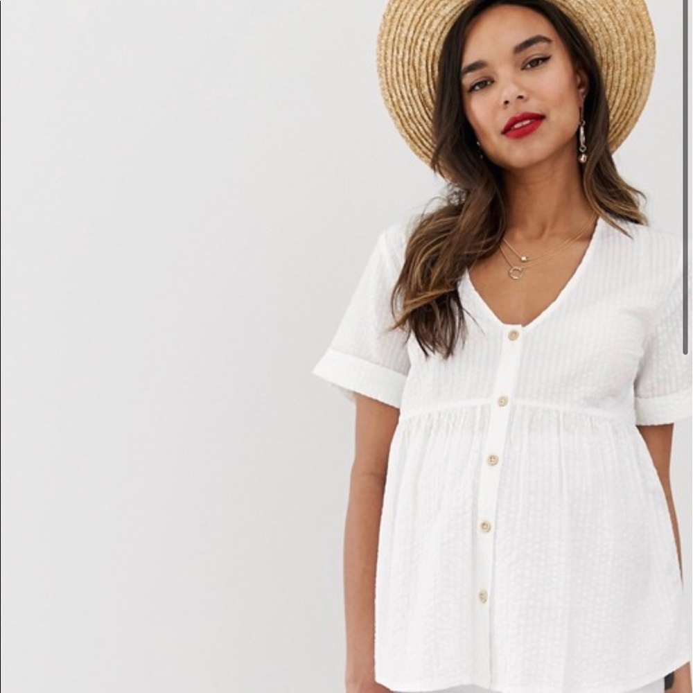 Asos Maternity White Button Top